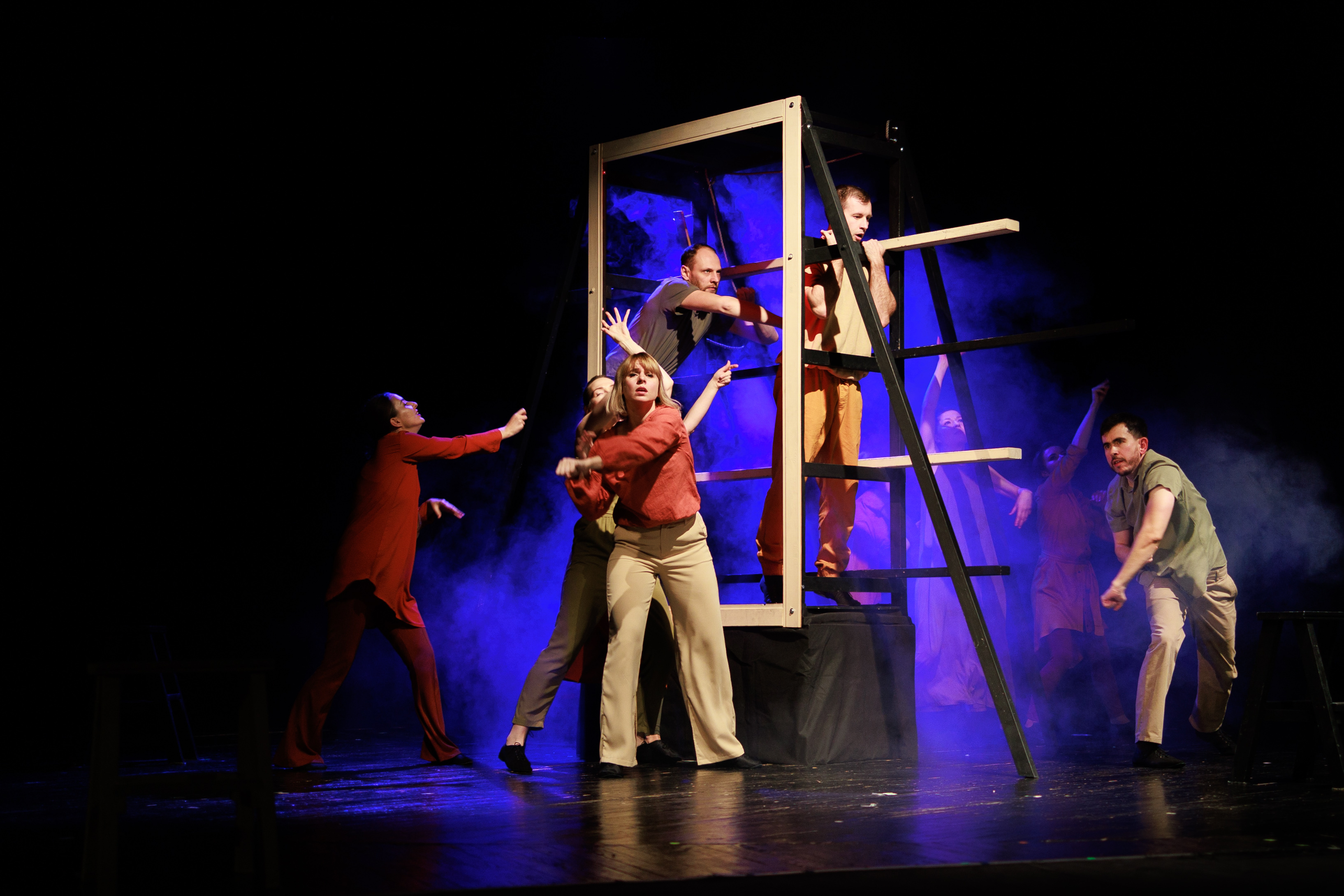 Students on stage performing